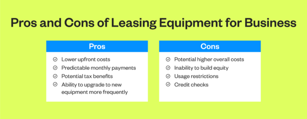 Pros and cons of leasing equipment for business